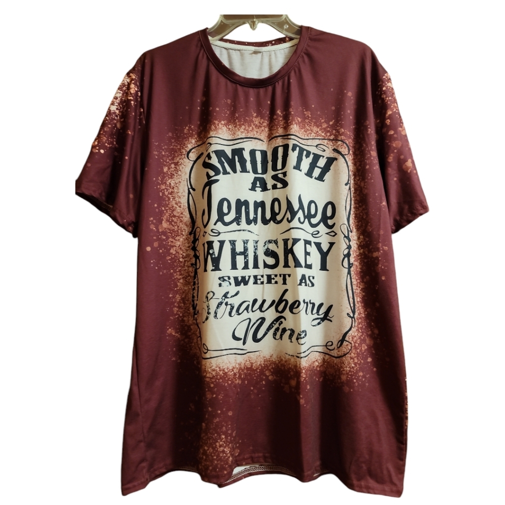 Unbranded tee shirt short sleeve burgundy Tennessee Whiskey country